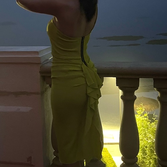 Nicole Bakti One-Shoulder Lime Dress - Picture 2 of 2